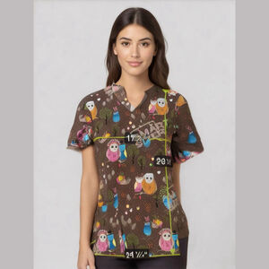 Cherokee owl scrub Top M Multicolor